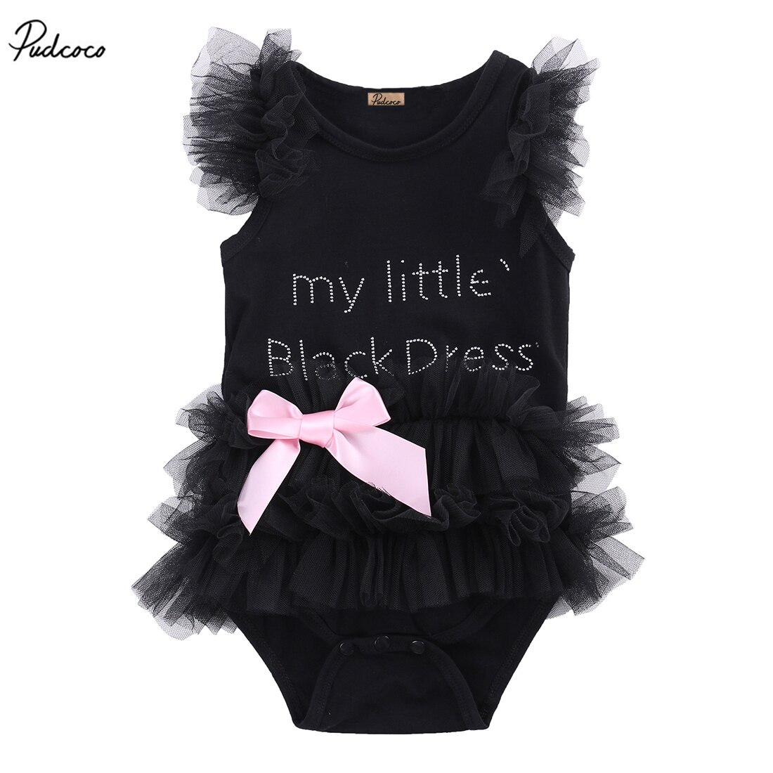 Smart Moustache Style Black Baby Romper With Bow Tie