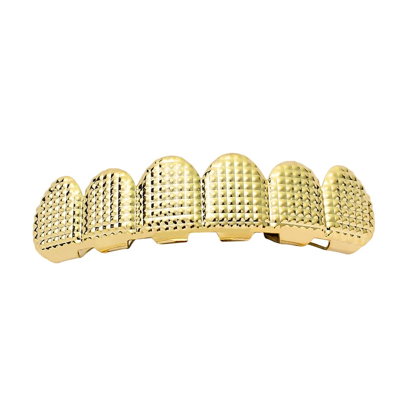 Hip Hop Mannen 6 Top & Bottom Tanden Goud Zilver Kleur Valse Tanden Grillz Set Bump Rooster Dental Grills voor Vrouwen Lichaam Sieraden