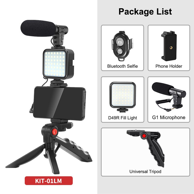 Jumpflash DSLR SLR Phone Vlog Tripod Vlogging Kits Live Selfie Fill Light Integration with Remote Control Microphone LED Light: KIT-01LM