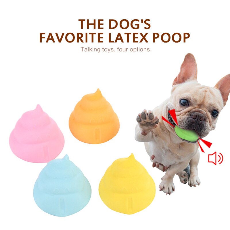 1pc Dog Chew Toy Sound Poop Latex Nibble Toy Funny Poop Shape Bite-resistant Molar Pet Supplies Teeth Clean Dog Toy Pet Supplies