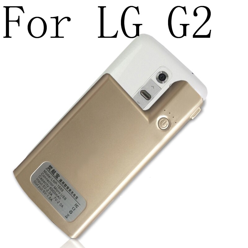 Smart Batterij Case Voor Lg G2 G5 Draagbare Power Bank Shockproof Phone Case Powerbank Voor Lg V10 Externe Opladen Case capa: For LG G2-Gold