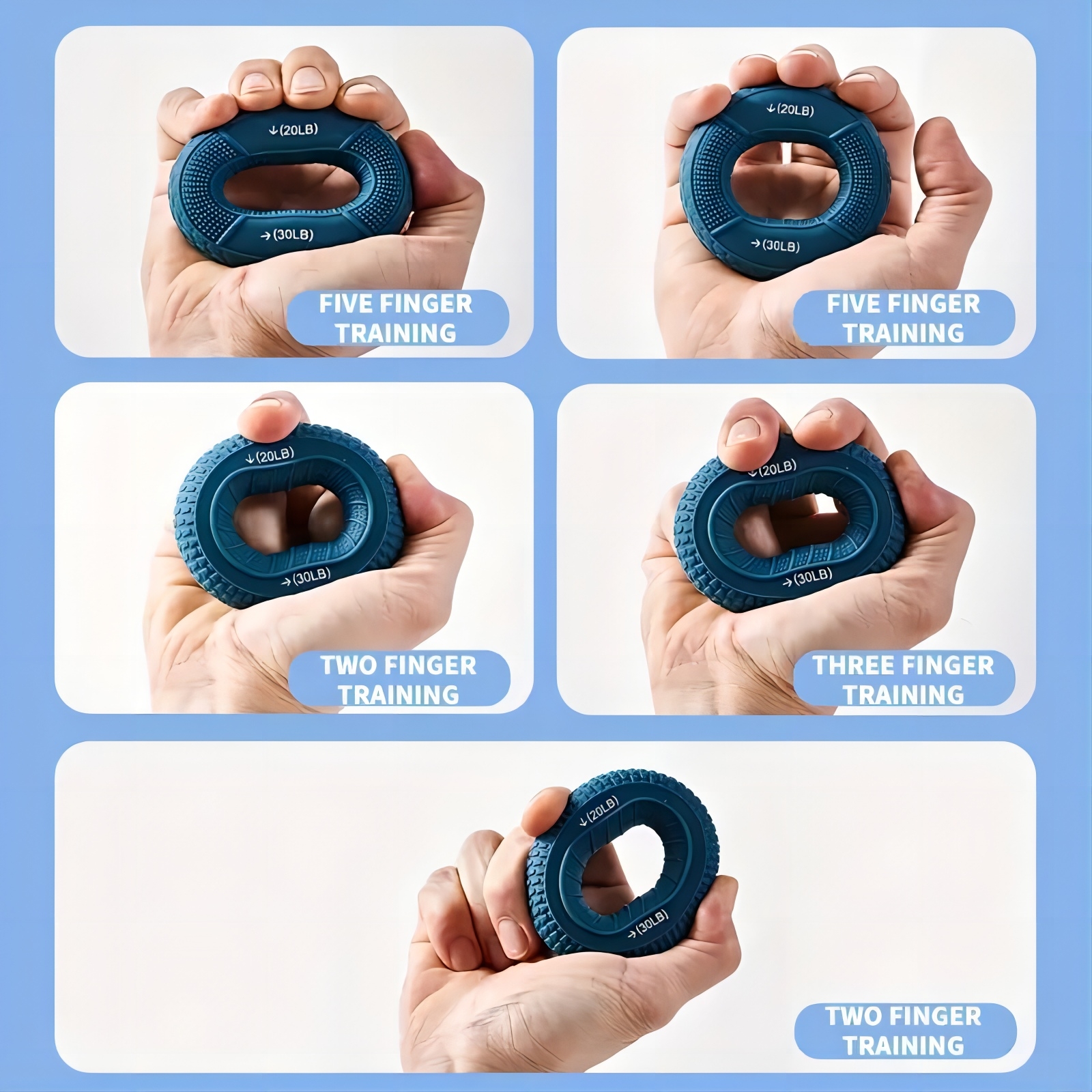 Silicone Adjustable Hand Grip 20-80LB Gripping Ring Finger Forearm Trainer Carpal Expander Muscle Workout Exercise Gym Fitness