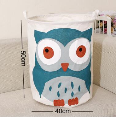 Large animal laundry basket toy storage picnic basket box cotton wash clothes box baby organizer: owl