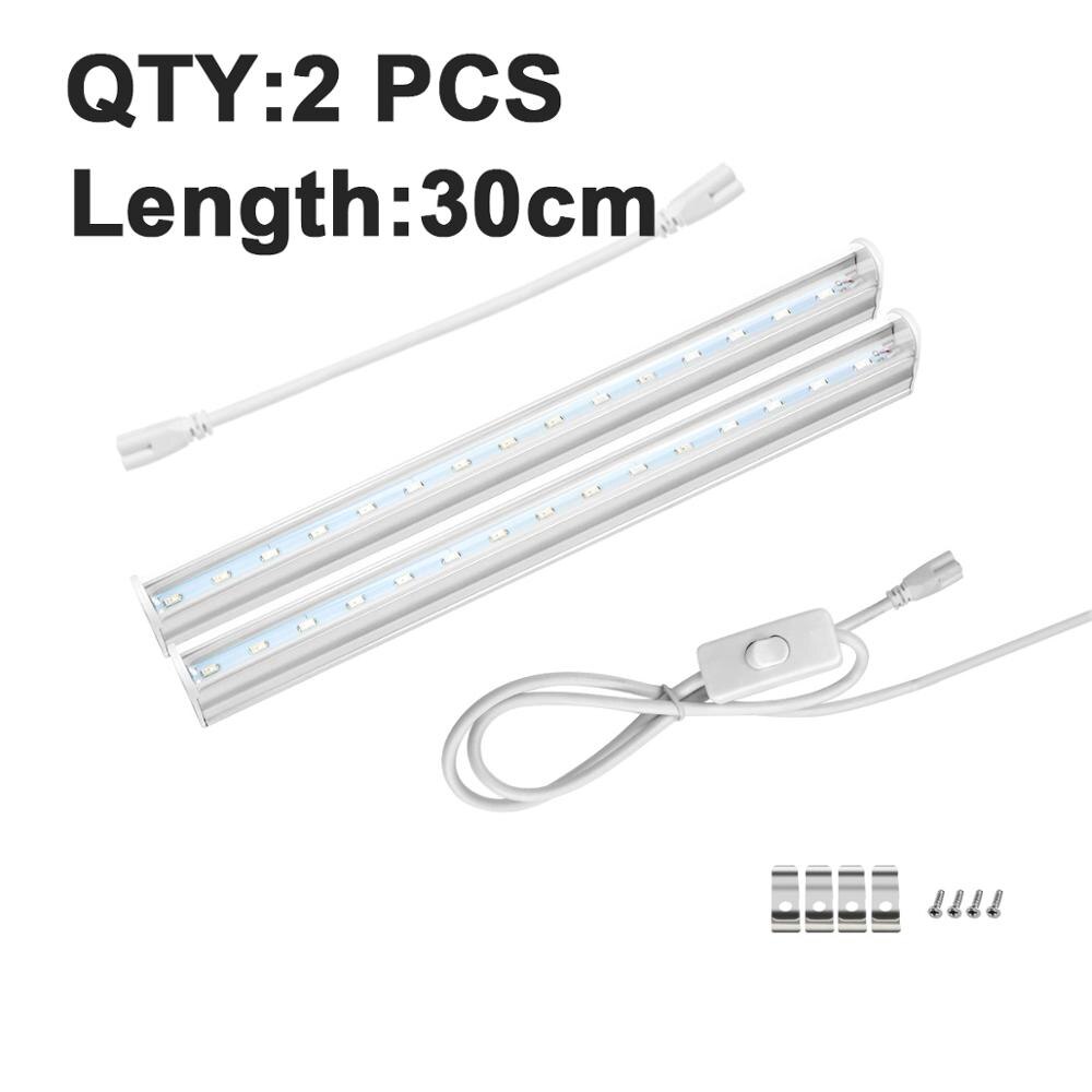 Komplett sett vokselys ledet fullspekter bar  t5 -rørs lampe plantas dyrkingslys til planter jardin drivhus hydroponics: 2 stk 6w 29cm / oss støpsel