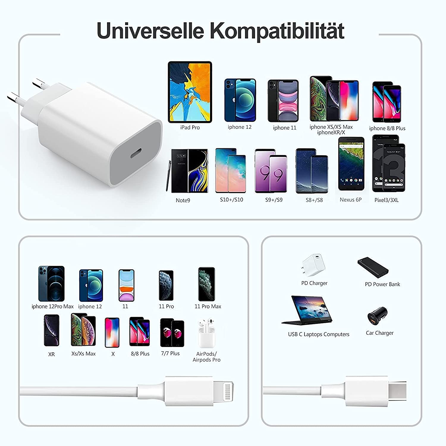20W Schnelle Ladegerät Für iPhone 12 EU/Us-stecker und Daten USB Kabel Für iPhone 12 Ladegerät Draht für iPad USB-C für iphone13