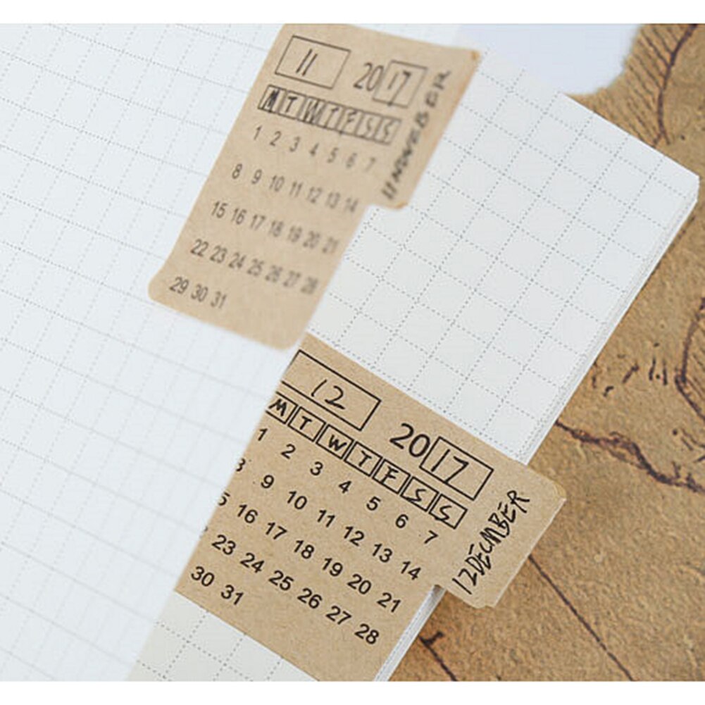 20 Sheets Kraft Paper Handwritten Calendar Notebook Index Label Sticker Calendar Sticker Organizer Label Sticker Calendar