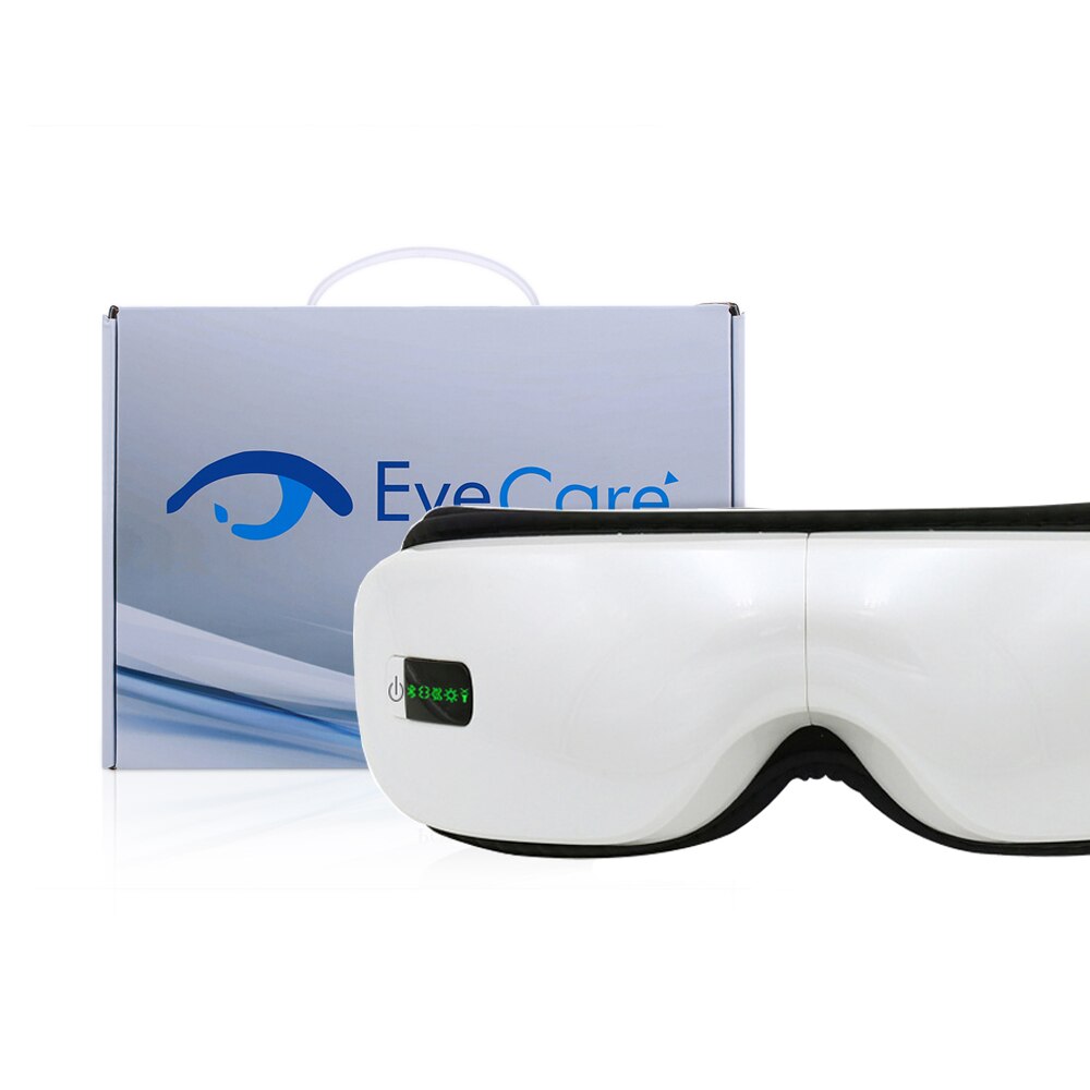 Smart Eye Massager with Heat Vibration Air Pressure Bluetooth Music Eye Care Massage Device Eyes Fatigue Relief Therapy Glasses: White with box