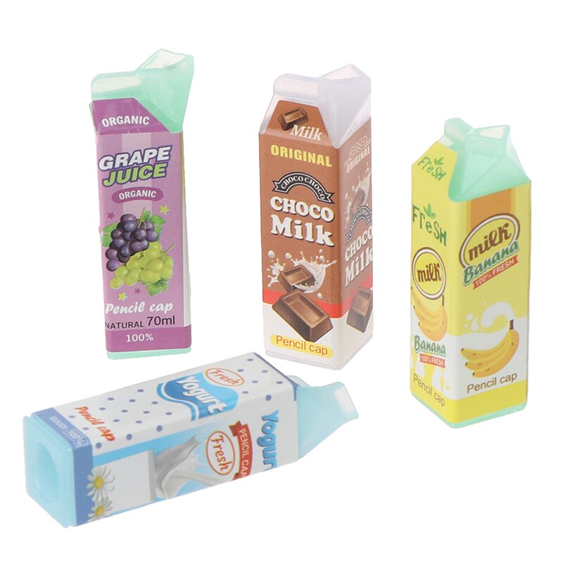 1:12 Scale Miniature Dollhouse Food Milk Carton Bottle Drink Cup Pretend Foods for 1/12 Doll House Kitchen Accessories