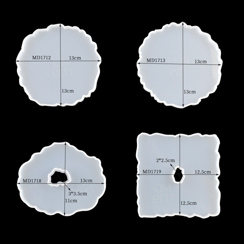 4 sztuk DIY Coaster formy zestaw dekoracyjne rękodzieła blacha do pieczenia baza okrągłe żywicy epoksydowej formy biżuteria silikonowa Making: coaster12 13 18 19