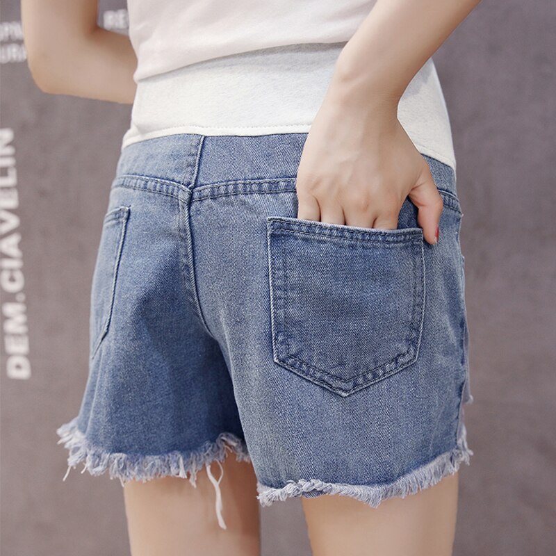 Pantalones cortos de Jean para embarazadas, pantalones Capri de pierna ancha, ropa Prenatal para mamá, ropa de maternidad, ropa de embarazo 4011