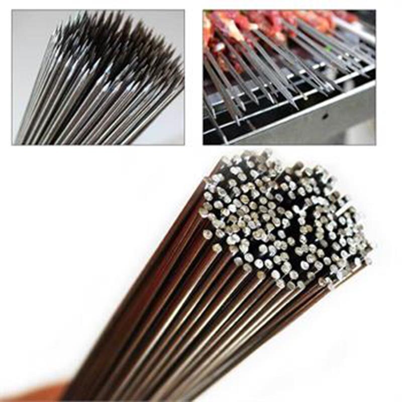 Brochettes de Barbecue en acier inoxydable 50pcs, aiguille pour Kebab, pour bâtonnets de Kabob, pour outils de pique-nique, Camping en plein air, 35cm