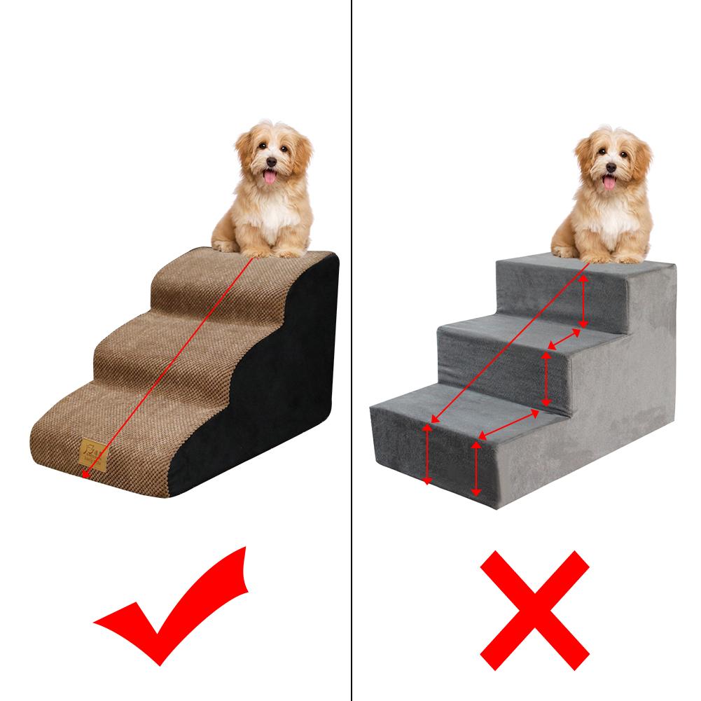 Dog Cat Stairs Ladder Pet Stairs Step Dog Ramp Sofa Bed Ladder 2 Layers Slope High-density Sponge Non-slip Bottom