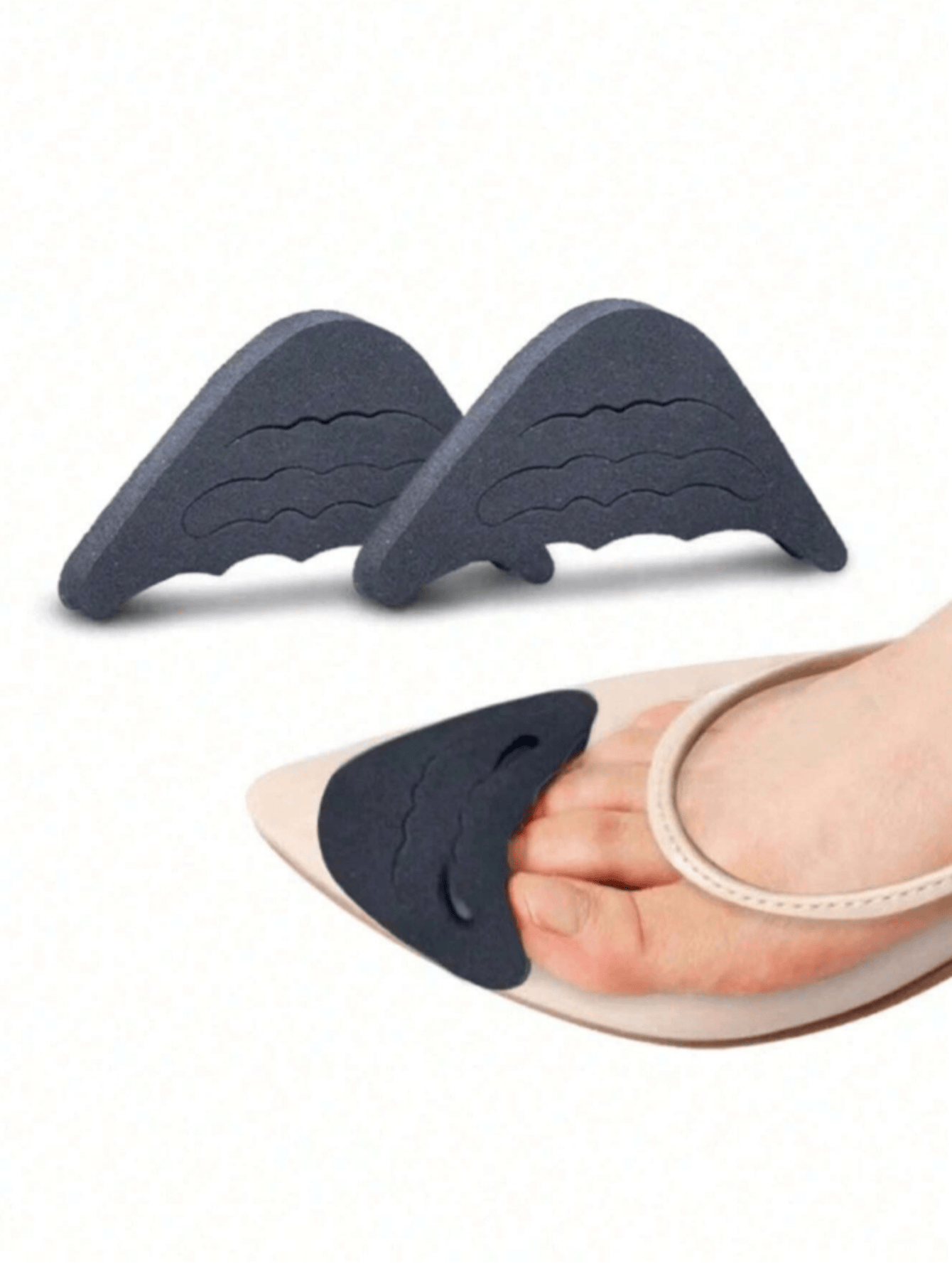 2 Paar weiche halbe Einlegesohlen mit Zehenstopfen, wiederverwendbare, mit Zehenschaum gefüllte Einlegesohlen, verstellbare, übergroße Fußstützkissen-Unisex-Einlegesohle: Freier Raum