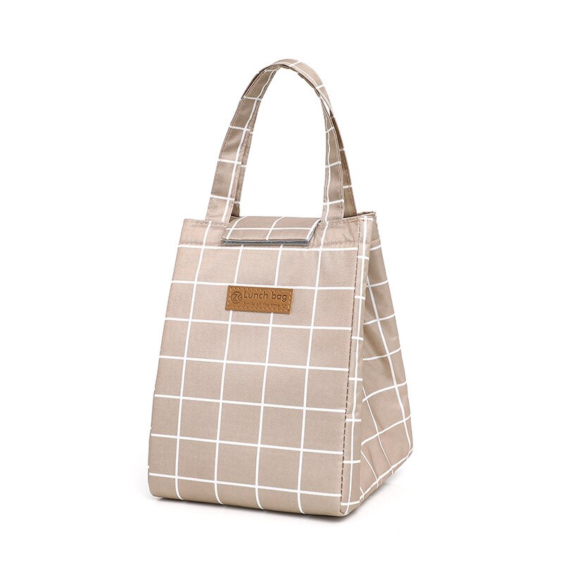 neue stil funktionale modus kühler Mittagessen Kasten tragbare isolierte leinwand mittagessen tasche heißer lebensmittel picknick tasche: khaki Plaid