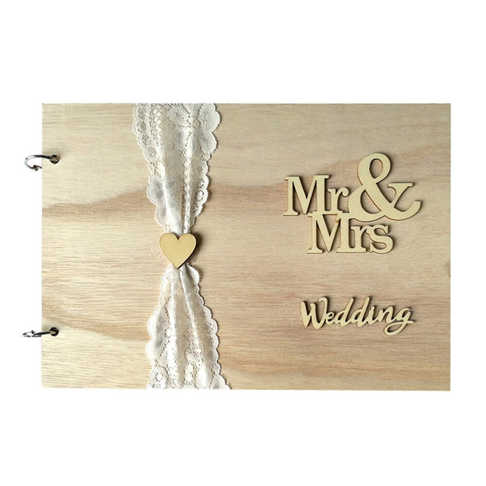 Message book gorgeous wooden wedding supplies love hollow Mar & Mrs message book record wedding memories #4M14