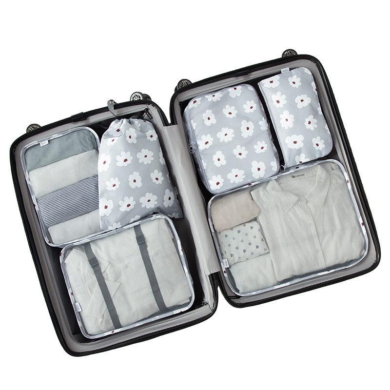 RUPUTIN 6PCS/Set Waterproof Luggage Travel Organizer Bag Big For Men Women Multifunction Underwear Finishing Travel Accessories: Gray flower