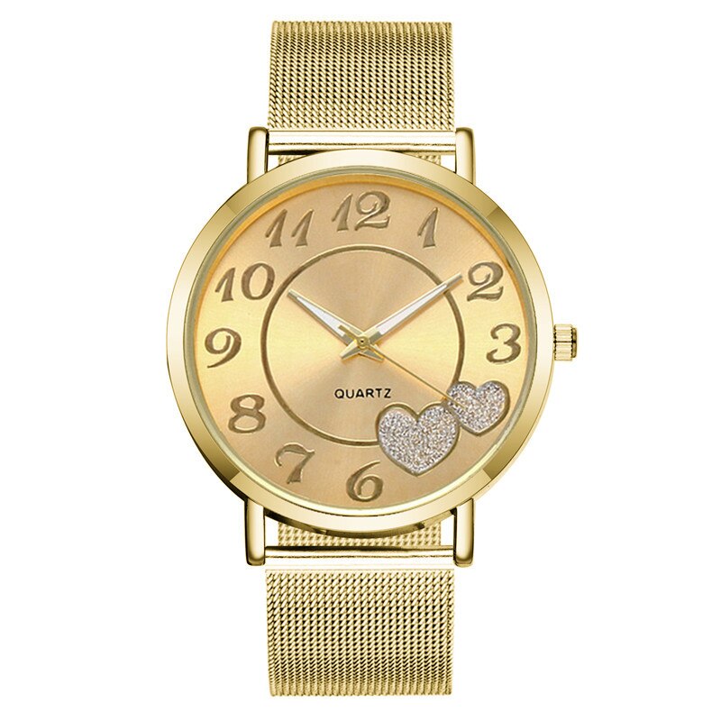 Vrouwen Horloges Luxe Rvs Liefde Vorm Mesh Goud Zilver Quartz Horloge Dames Armband Horloge Mode: Default Title