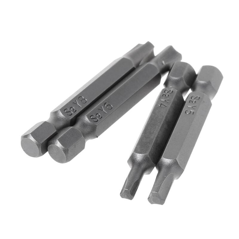Ponteiras de chave de fenda magnética, 4 pçs/set, para reparo de bicicleta, cabeça triangular, haste hexagonal y4 y5 y6 y8