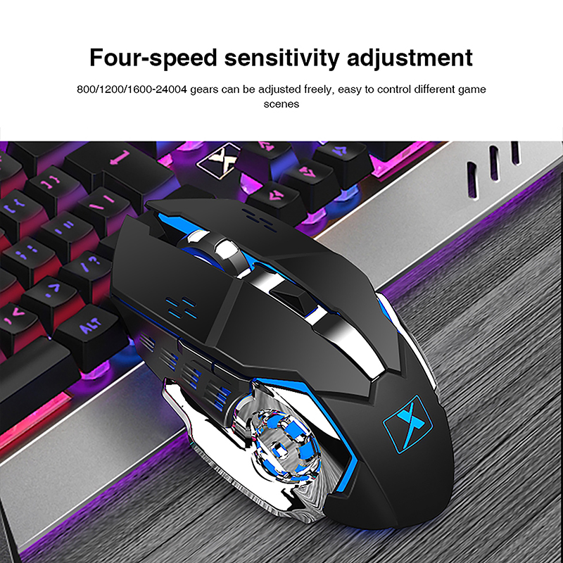 Wireless Rechargeable Keyboard and Mouse RGB Backlit Mouse Mechanical Waterproof Keyboard for Gaming PC Laptop 2400DPI Mice