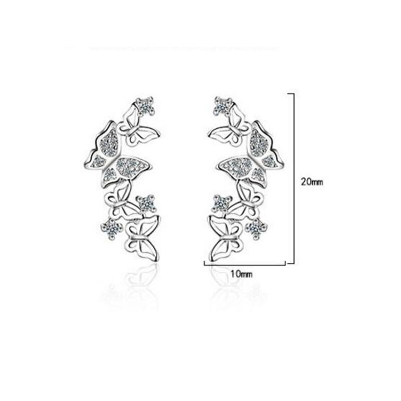 Anenjery argent couleur offre spéciale coréen noeud papillon Zircon boucles d'oreilles pour les femmes pendientes Oorbellen Brincos S-E355