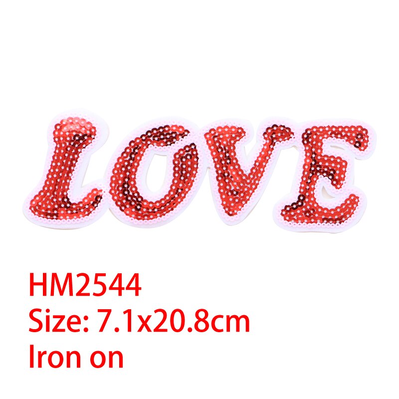 Rose Bloem Decoratieve Letters Patch Liefde Pailletten Icoon Geborduurde Applique Patches Voor Diy Ijzer Op Badges Op Rugzak, Kleding: HM2544