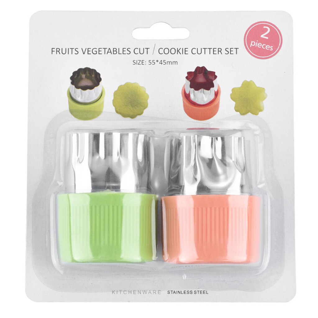 2Pcs Fruit Fondant Cake Cookie Plunger Mould Vegetable Carrot Cucumber Apple Slicer Mold Cutter Star Shape Dough Baking Tool