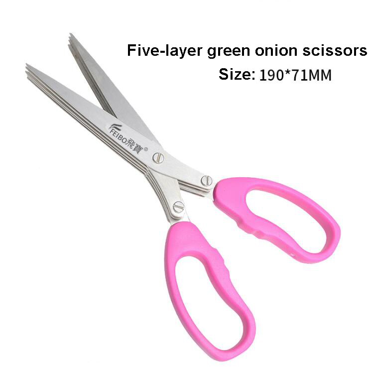 Herb Scissors with 5 Blades and Cover, Herb Scissors, Multipurpose Cutting Herb Stripper, Kitchen Shears Dishwasher Safe: 7.5inch Pink