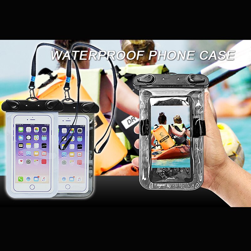 5.5 inch Opblaasbare Waterdichte Mobiele Telefoon Tas met Riem Dry Pouch Cover voor iPhone 8 7 6 s Samsung Galaxy TPU Zwemmen Gevallen