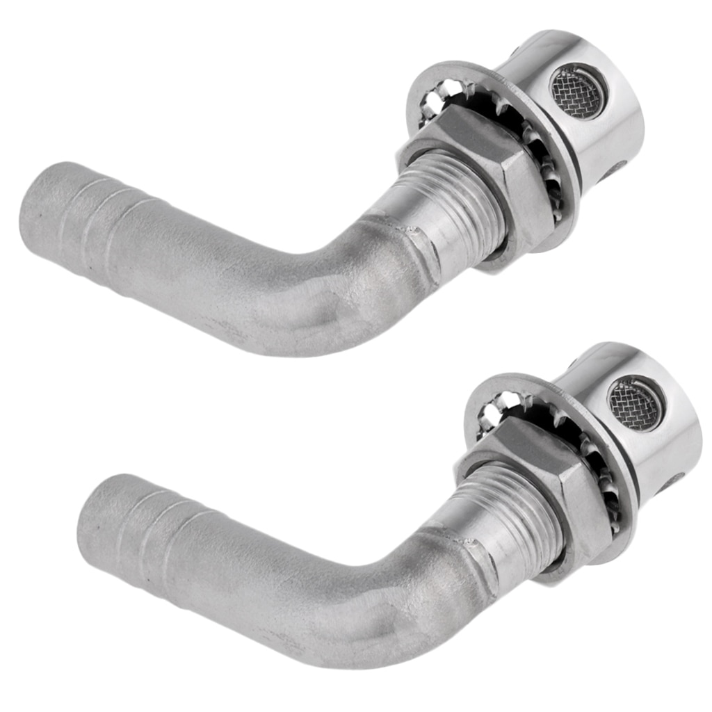 2pcs 316 Stainless Steel Boat Marine Flush Mount Fuel Gas Liquid Tank Vent 90 Degree Elbow for 3/5 inch 15mm Hose