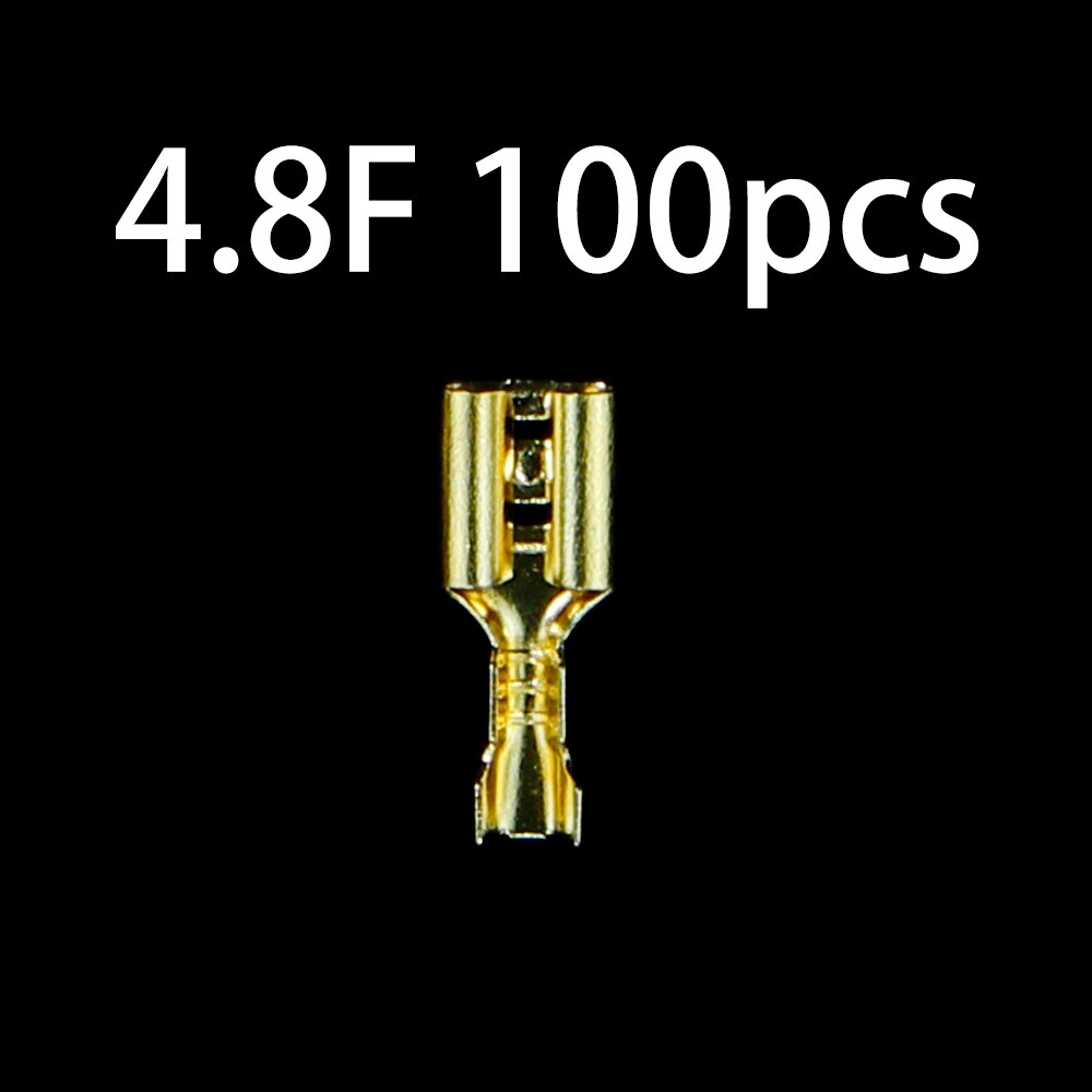 2.8/4.8/6.3Mm Golden Geïsoleerde Wire Crimp Terminal Universele Wond Connector Plug Voorjaar Insert Quick En Eenvoudige terminal Schede: 4.8F 100PCS J