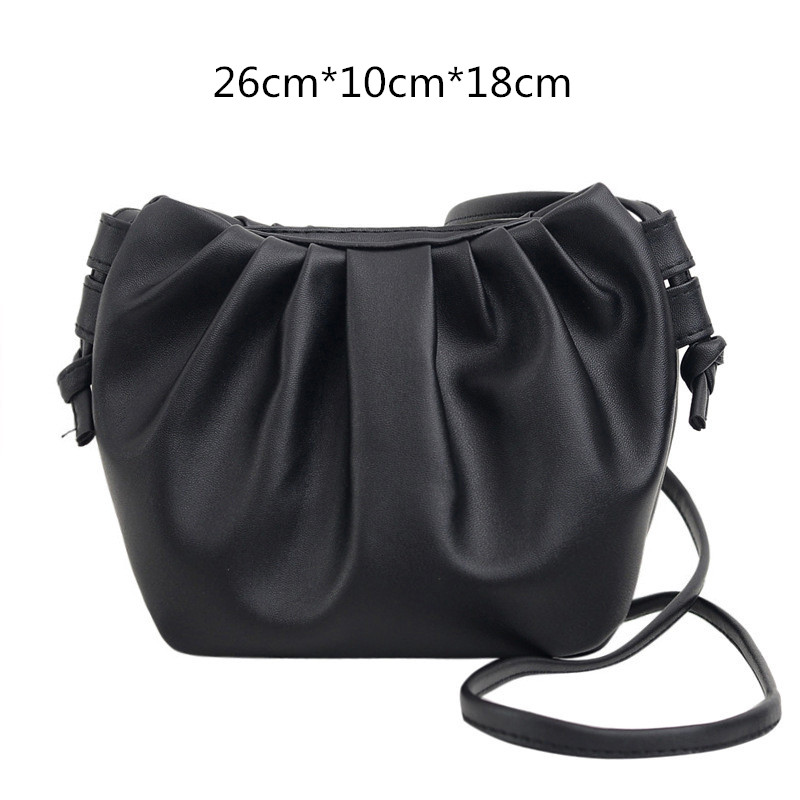 Brand Women's Bag Luxury Handbag Dumplings Clutch Bag Retro Leather Shoulder Crossbody Bags for Women Ruched Purse: B black