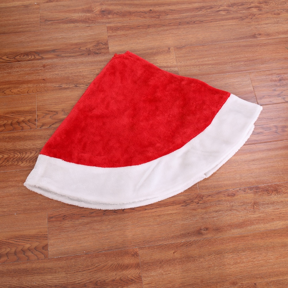 Round Christmas Tree Skirt Red Home Pad For Party Decor Christmas Tree Foot Mat Year Ornament 120CM Short Velvet Carpet