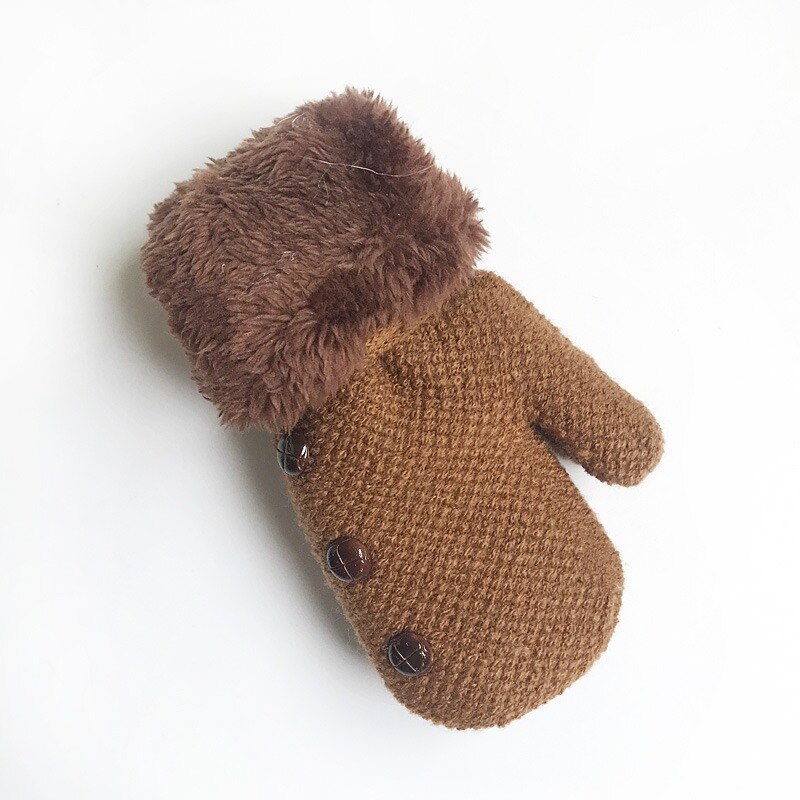 2-5Y Bambini Ragazzi Guanti Ispessimento Inverno Del Bambino Delle Ragazze Dei Ragazzi Caldi Guanti Per Bambini Pesante Guanto di Lavoro A Maglia Button Solid Mittens Nuovo