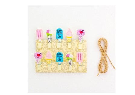 (10 pieces/lot) Cute Cartoon Color Small Wooden Clip Hanging DIY Photo Small Clip Wooden Cartoon Photo Clip: 7