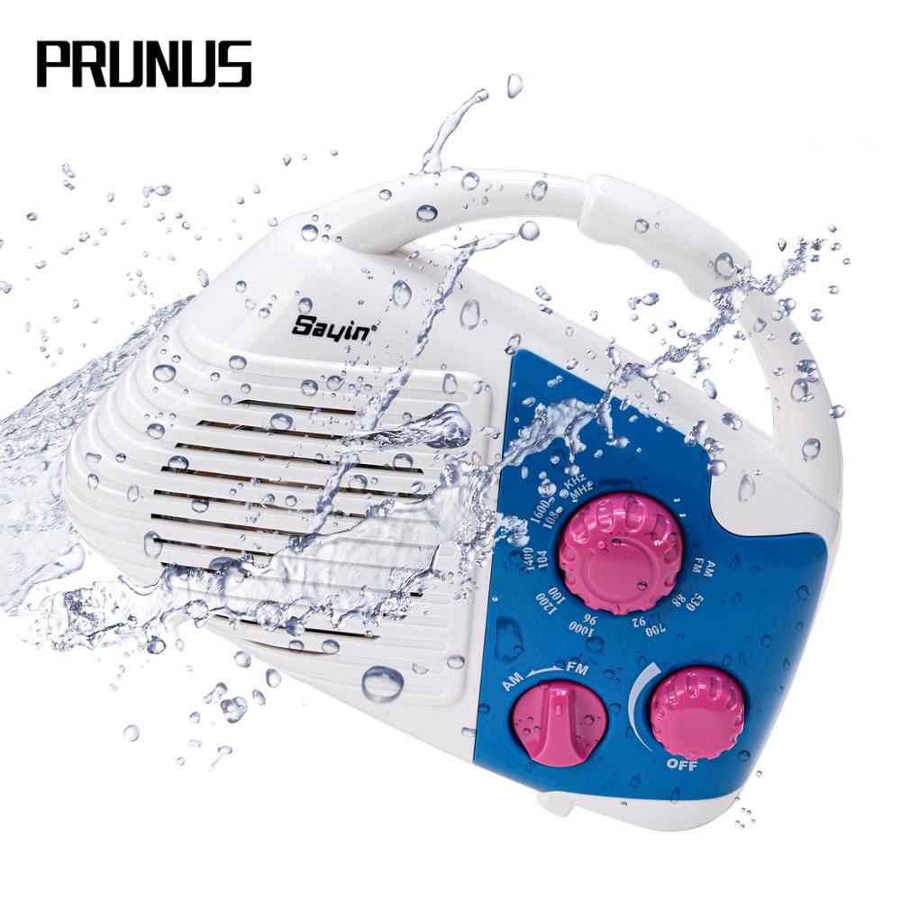 PRUNUS J-282 Shower Radio IPX4 Waterproof Portable AM FM Radio Player with Top Handle, Radio with Speaker for Bathroom
