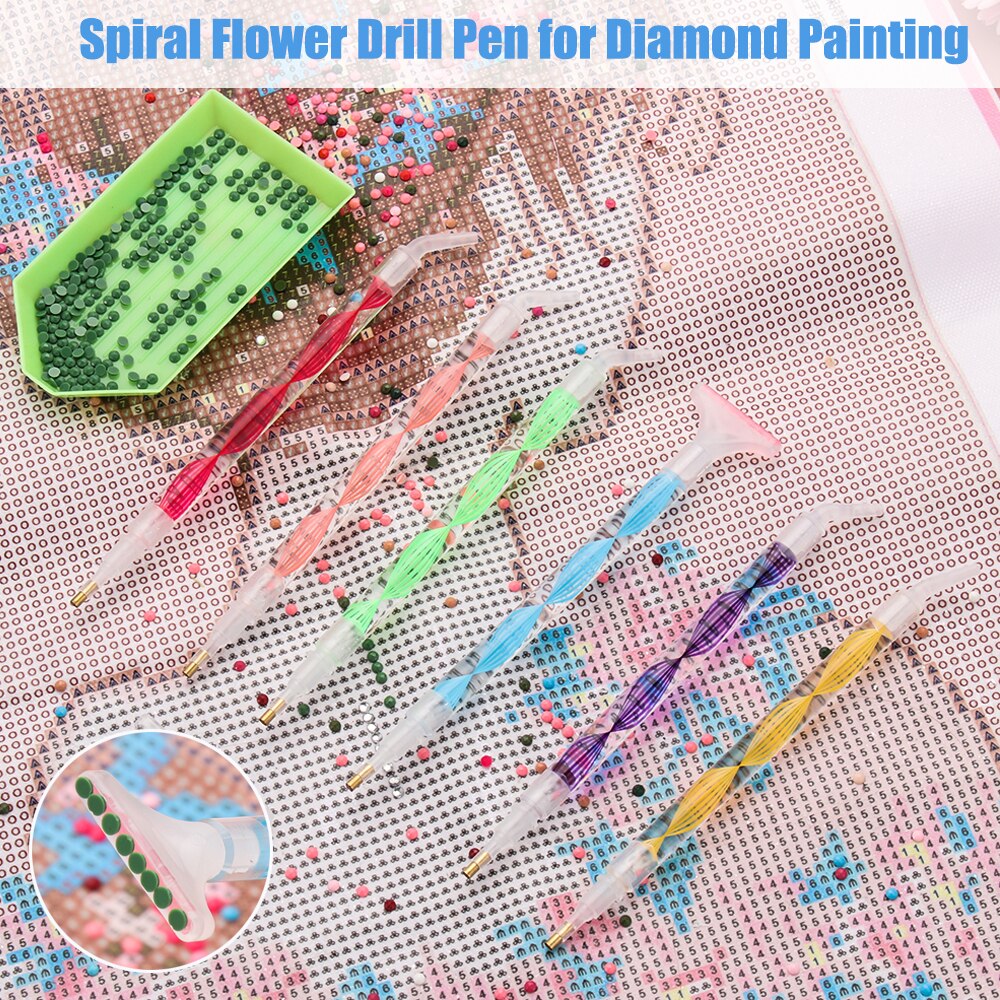 Spiral Flower Resin Point Drill Pens 5D Diamond Painting Pen Cross Stitch Embroidery DIY Craft Art Sewing Accessories