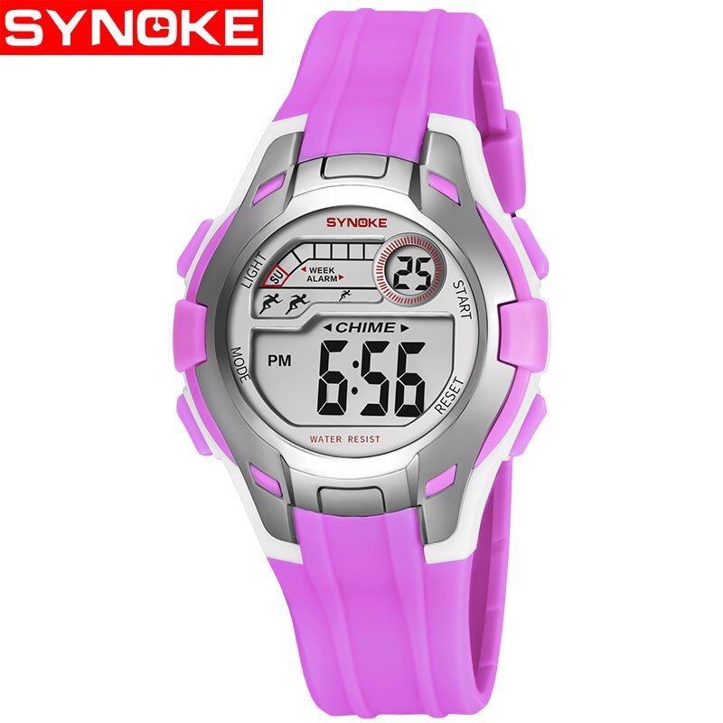 Synoke Outdoor Kinderen Sport Horloge Pu Band Shock Slip Waterdichte Digitale Horloge Elektronische Horloges Voor Kinderen Xfcs: Purple