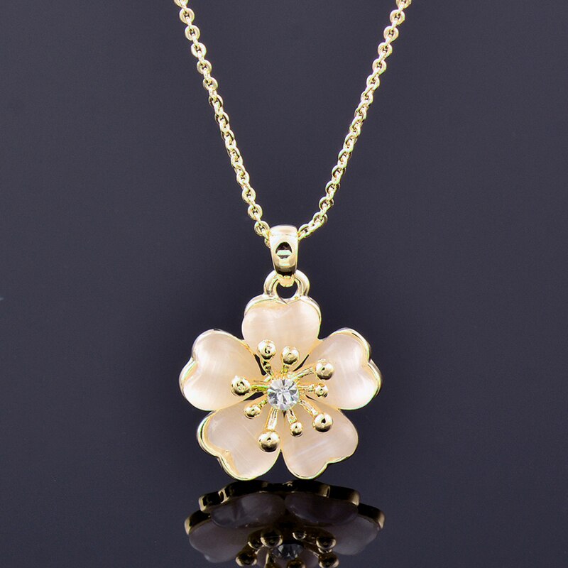 Sinleery moda sólida opala ameixa flor pingente colar rosa ouro cor jóias de casamento para mulher menina bijoux femme xl260 ssb: XL260J
