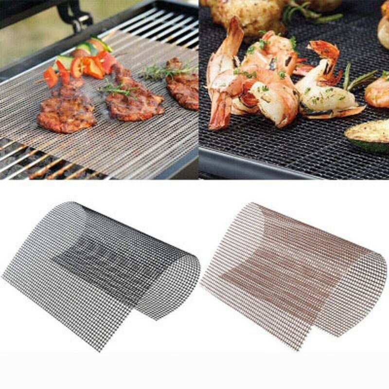 Bbq tillbehör bbq matta återanvändbar grillmatta non-stick grill nätmatta teflon kök matlagning rökare grillmatta verktyg