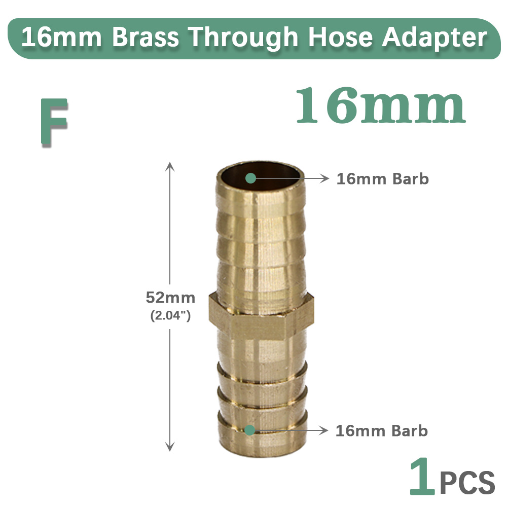 6-19mm Brass Hose Adapter Tube Fitting Barb Connect Repair Irrigation Pipe Coupling Joint Garden Watering Copper Accessories: grey