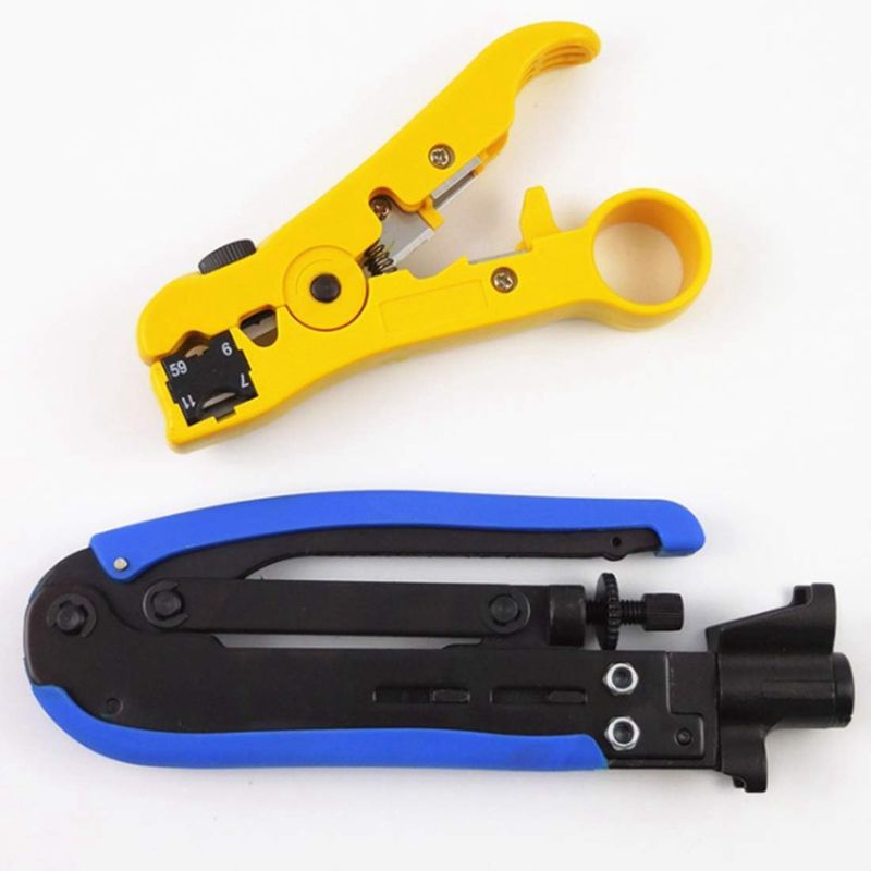 RG6 RG59 RG11 Einstellbare Koaxialkabel Crimper Stripper Kompression Hand Werkzeug koax Kabel Kabelklemmzangen Stripper Werkzeug