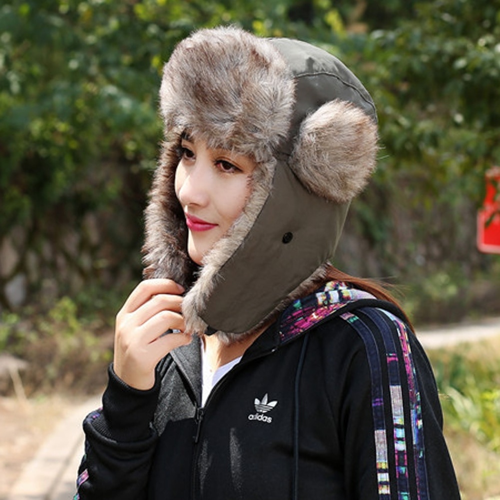 1PC White Waterproof Polyester Lei Feng Cap Earguard Hat For Men Women Winter Outdoor Accessories 36x36cm