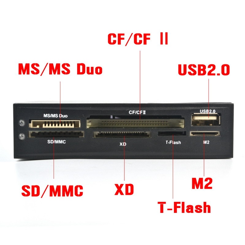 All In 1 3.5 inch USB 2.0 Internal Floopy Bay Front Panel Card Reader USB Flash Memory For XD/SD/CF/T-Flash/MS Card Reader