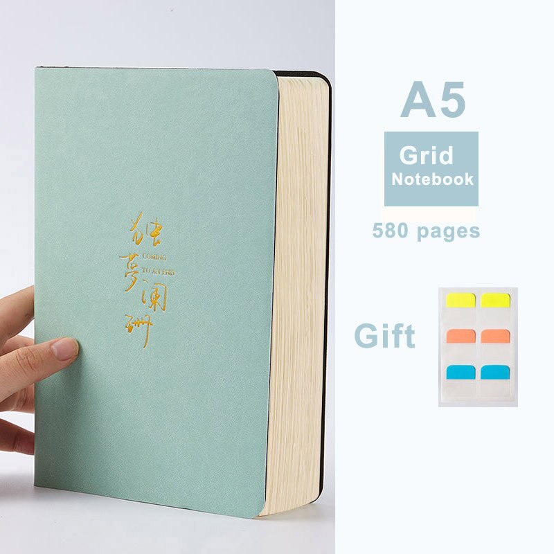 A5 Blank Notebook Thickened Student Horizontal Line Soft Leather Notebooks Super Thick Grid Book Drawing Notepad Christmas: 580 pages Grid C