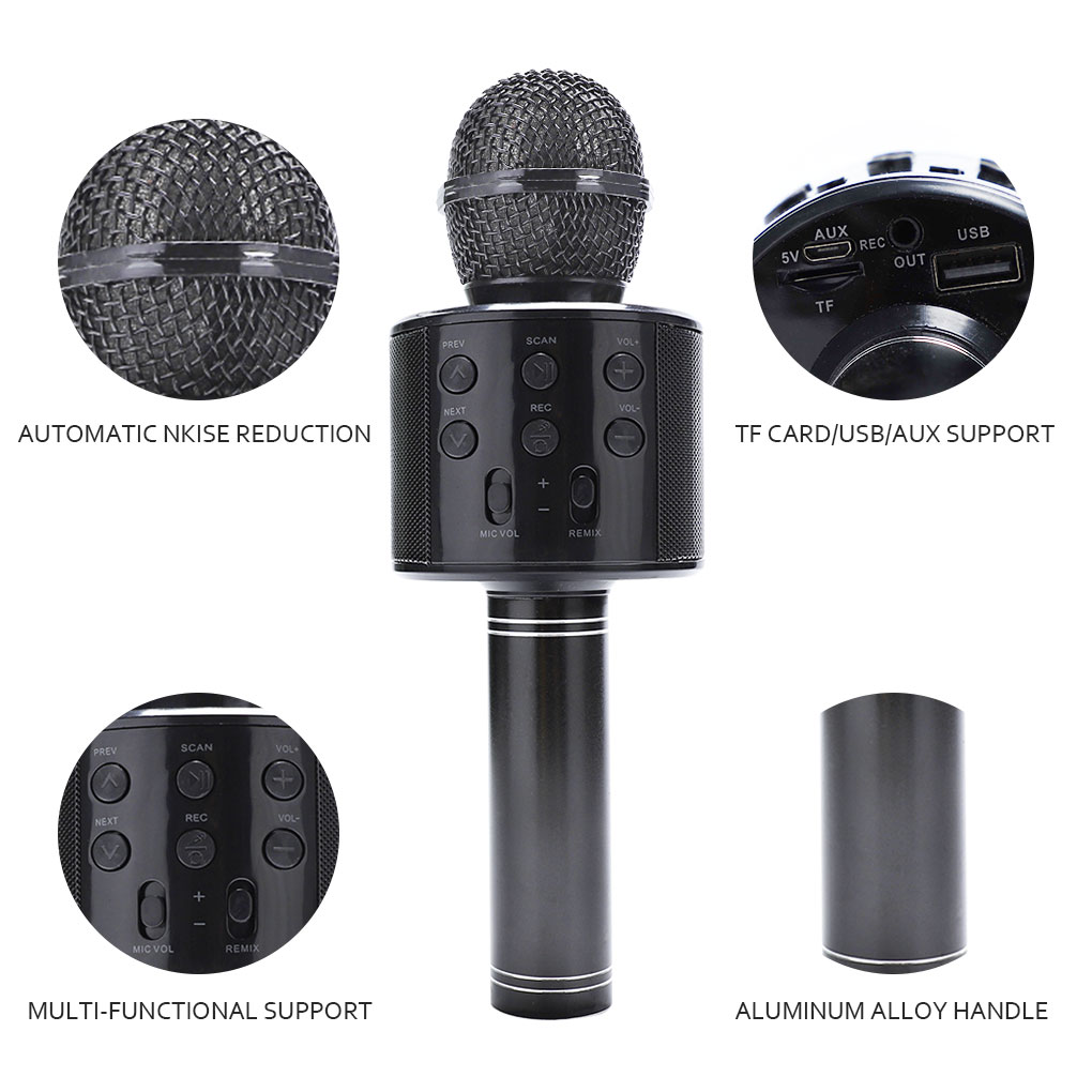 WS858 Bluetooth sans fil Microphone haut-parleur Microphone à main karaoké micro KTV lecteur de musique enregistreur de chant
