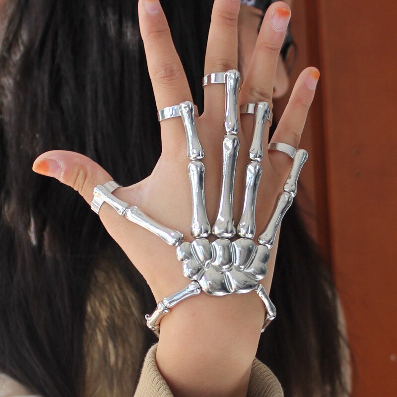 Hapiship-pulsera elástica con esqueleto de calavera para Halloween, brazalete con anillos RCH Cool, estilo de , ,