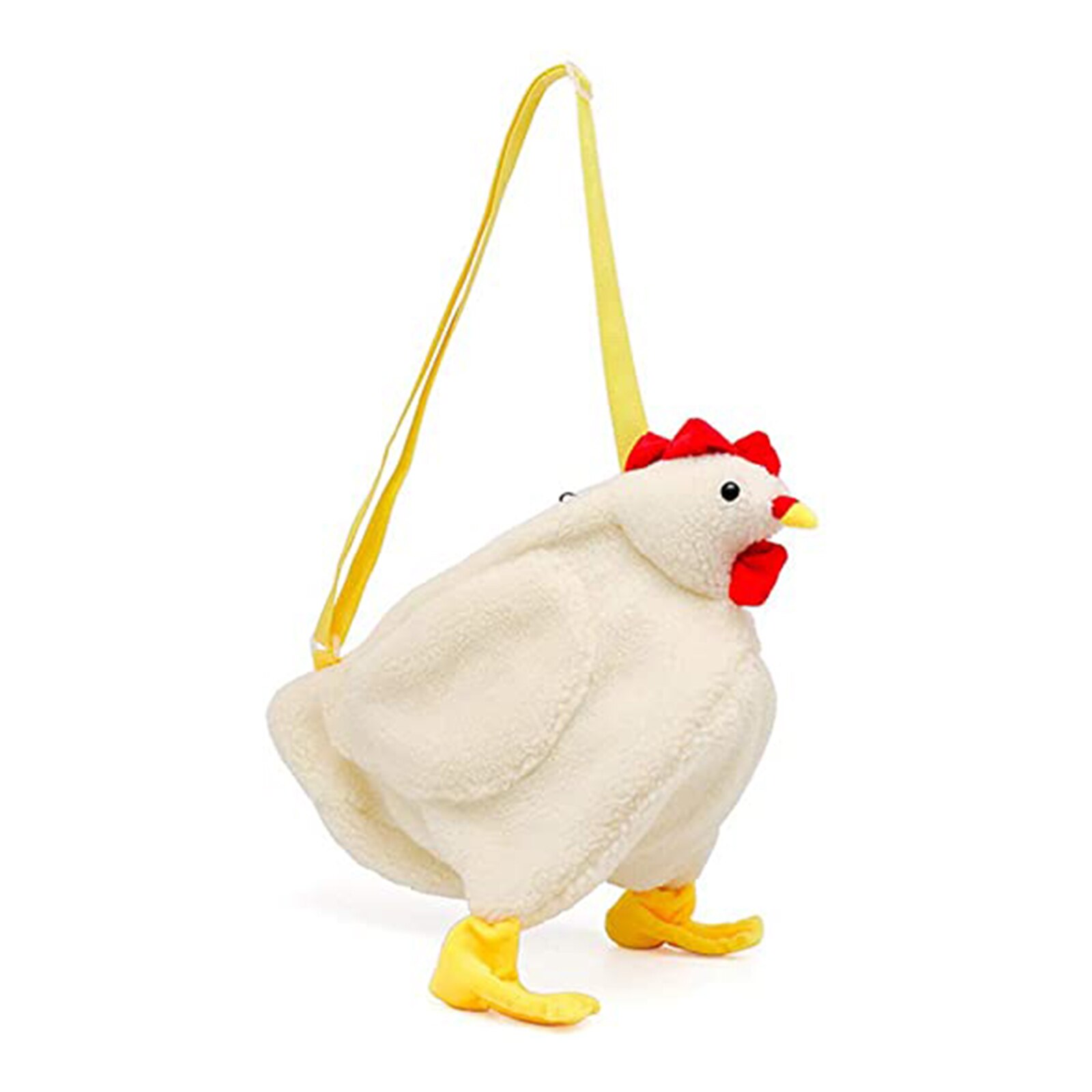 Chickens Shape Bag Zipper Crossbody Purse for Women Soft Fleece Cute Shoulder Bags TY66: White