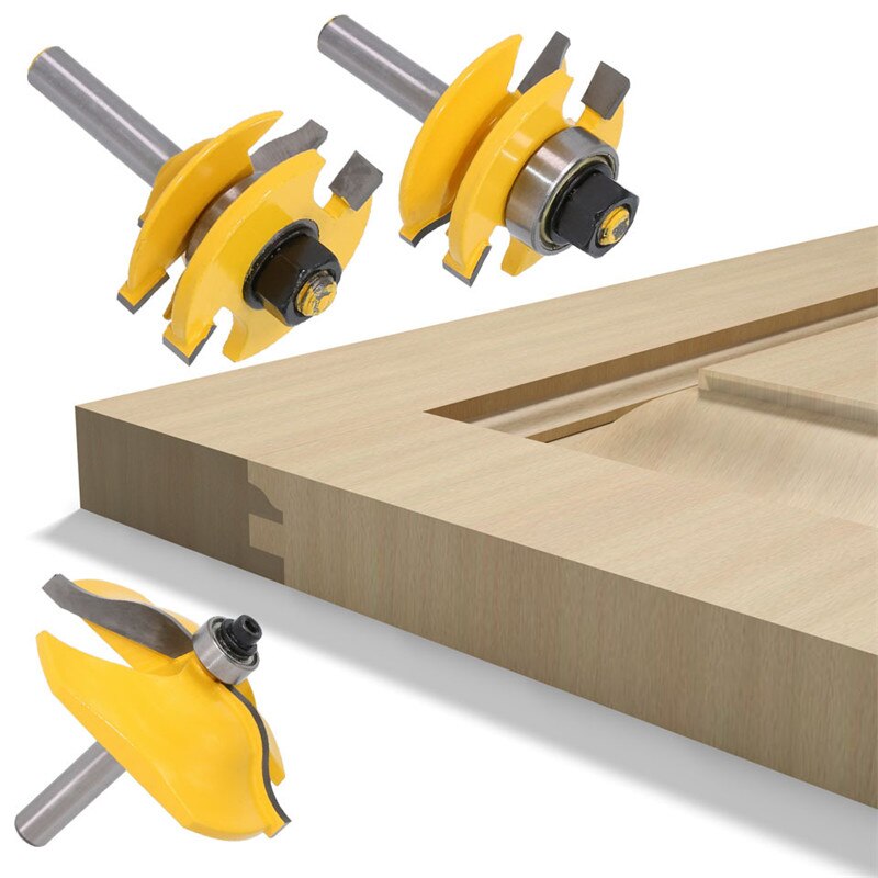 8mm tige surélevée panneau armoire porte routeur ensemble fraise à bois fraises 3 Bits Ogee menuiserie routeur