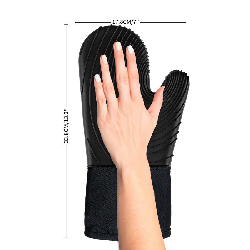 Insulation Gloves, Microwave Oven Silicone Kitchen Anti-scalding Gloves, Thick Cotton Non-slip Waterproof Oven Gloves