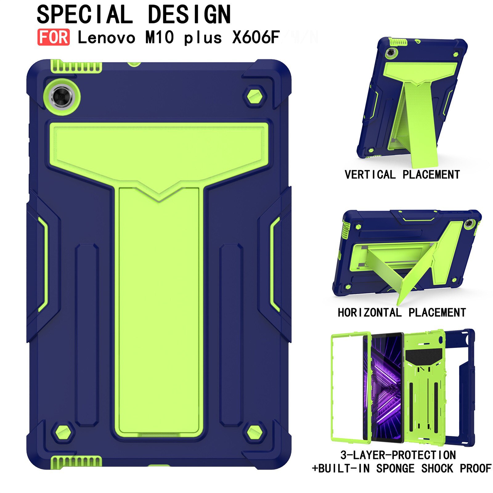 Tablet Case for Lenovo Tab M10 FHD Plus 2nd Gen - Shockproof Leather Stand Cover